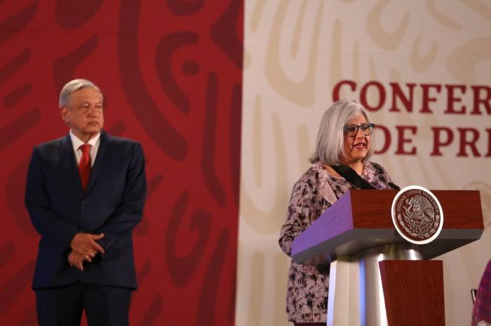 Graciela Márquez Colín, titular de la Secretarí de Economía en la conferencia de AMLO. Foto: Octavio Hoyos