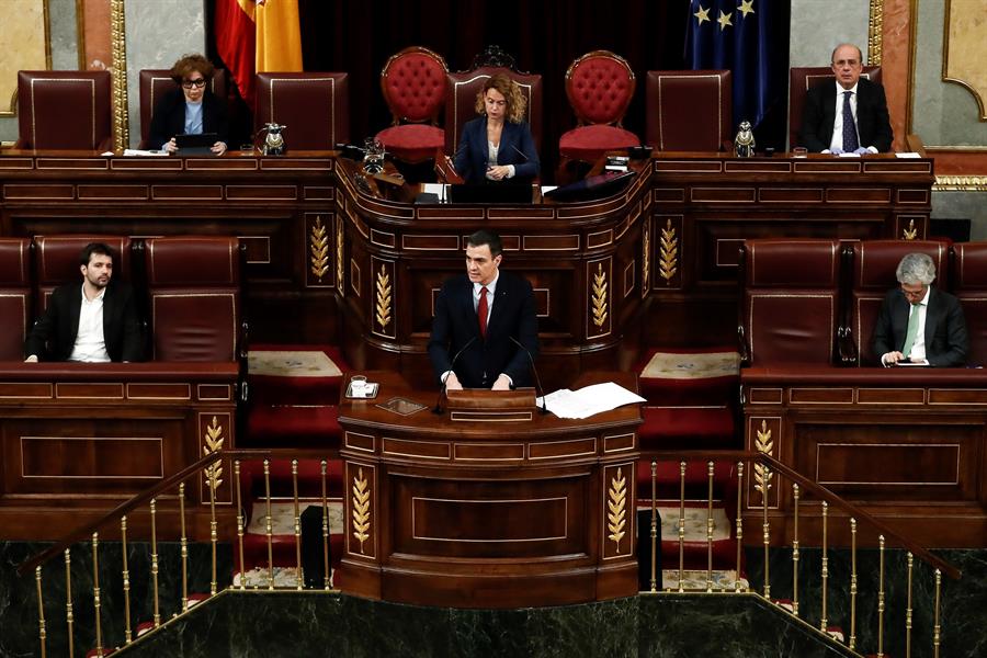 El presidente de España, Pedro Sánchez, durante su intervención en Congreso. (EFE)