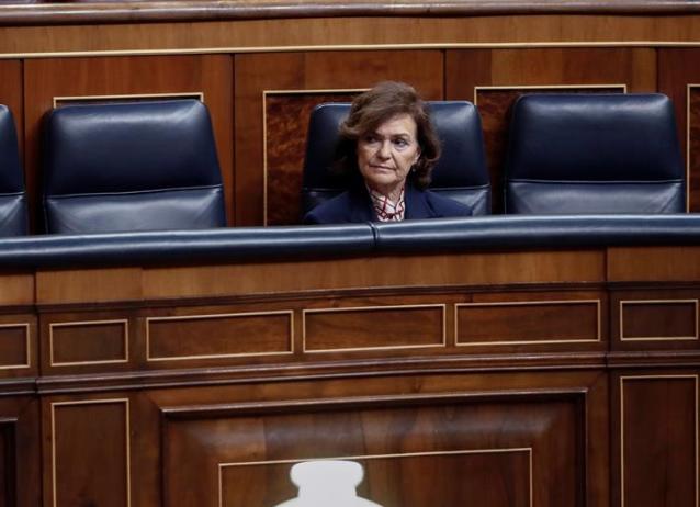 La vicepresidenta del gobierno español, Carmen Calvo. (AFP)