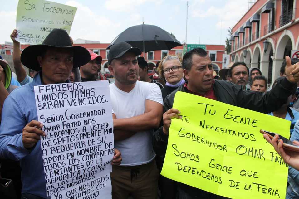 Ferieros se manifiestan en Pachuca. (Jorge Sánchez)