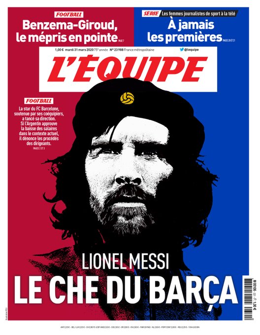 Lionel Messi en portada de L'Équipe (L'Équipe)
