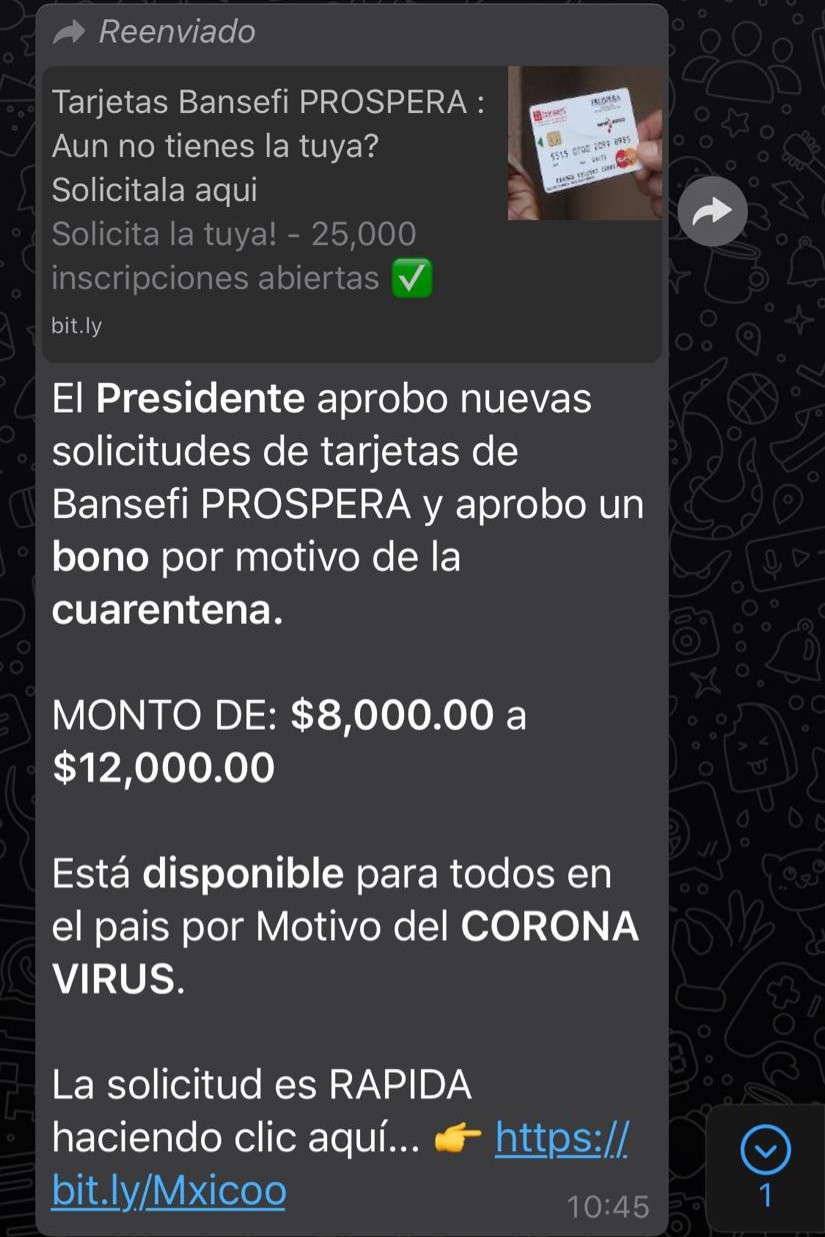 Mensaje falso.