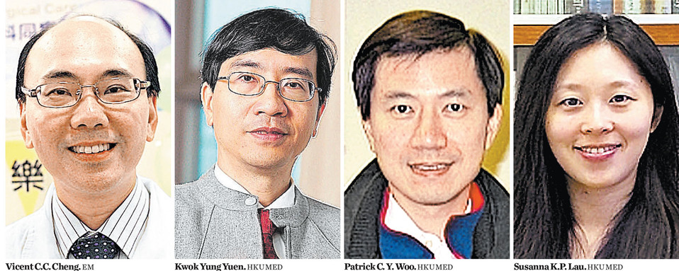 Vicent C.C. Cheng, Kwok Yung Yuen, Patrick C. Y. Woo y Susanna K.P. Lau. (EM y HKU MED)