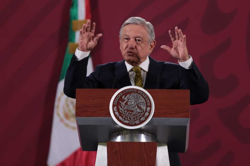 El presidente López Obrador en su conferencia matutina de hoy. (Jesús Quintanar)