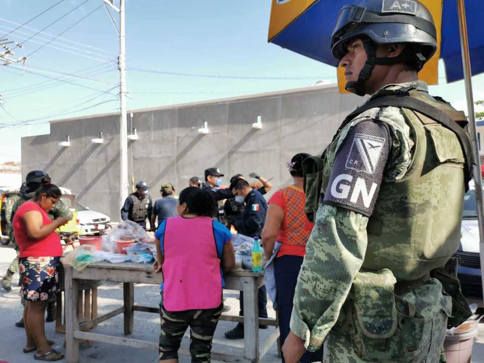 Elementos de la Guardia Nacional en conjunto con policías. (Óscar Rodríguez)
