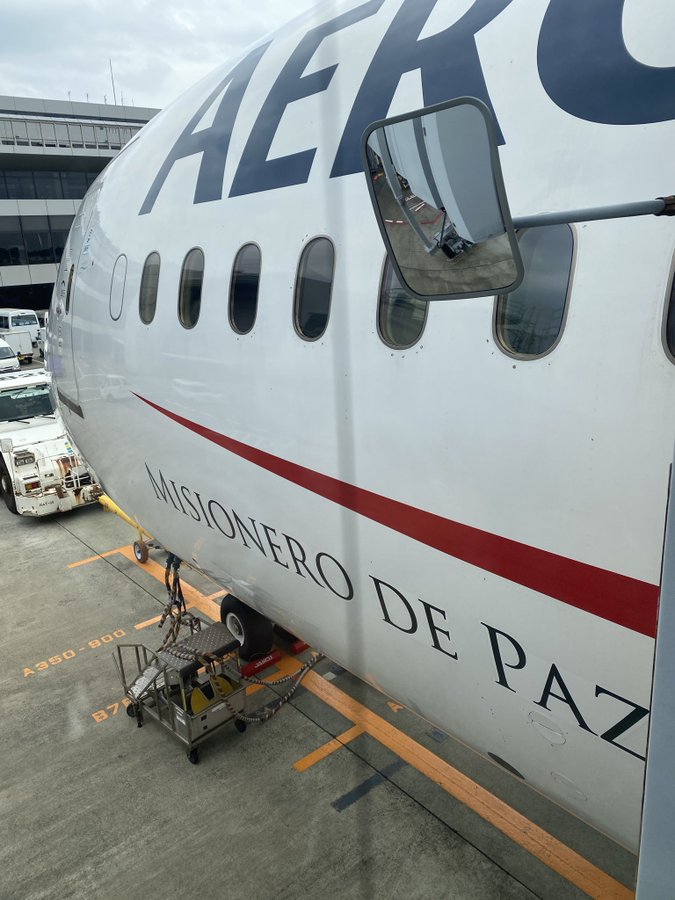 El Boeing 787-8 de Aeroméxico es conocido como el “Misionero de Paz”. (Tomado de @marthadelgado)