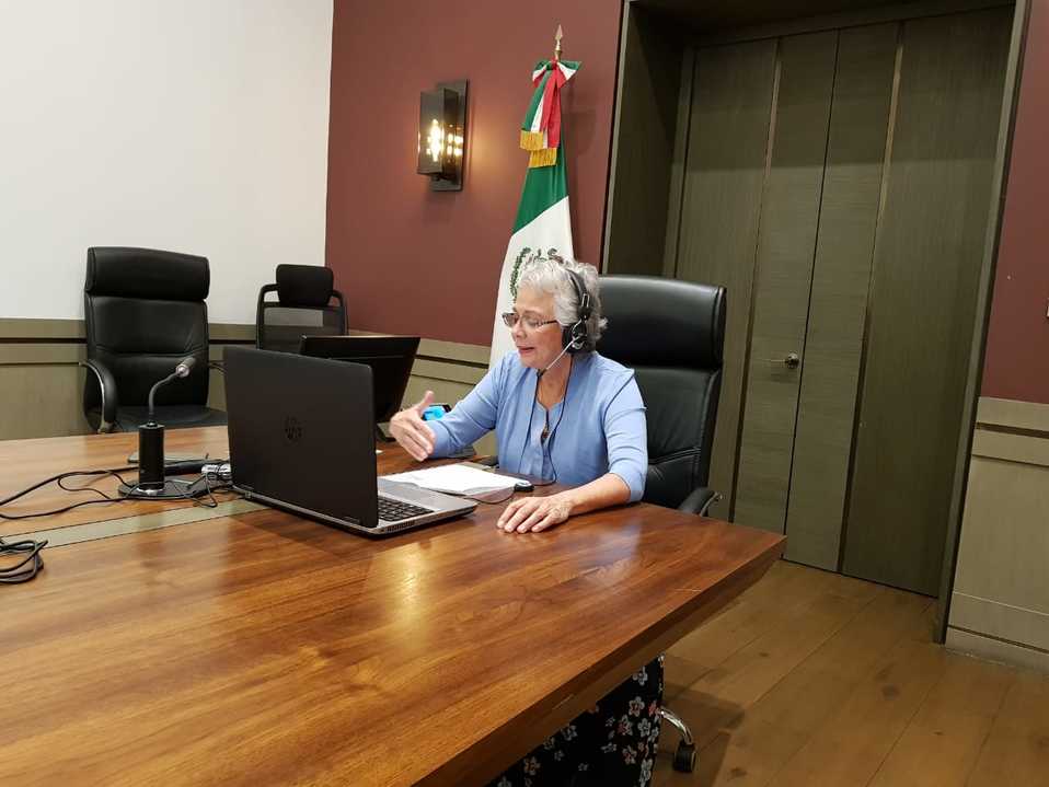 Olga Sánchez Cordero en video conferencia (Especial)