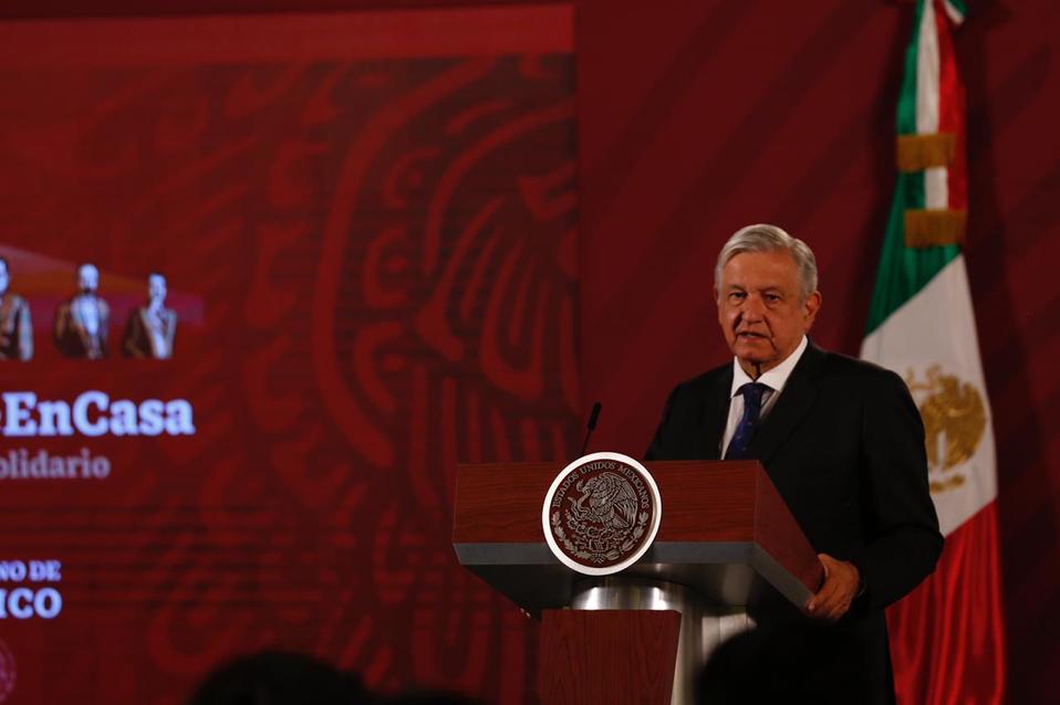 El presidente Andrés Manuel López Obrador en su conferencia de prensa de hoy. (Nelly Salas)