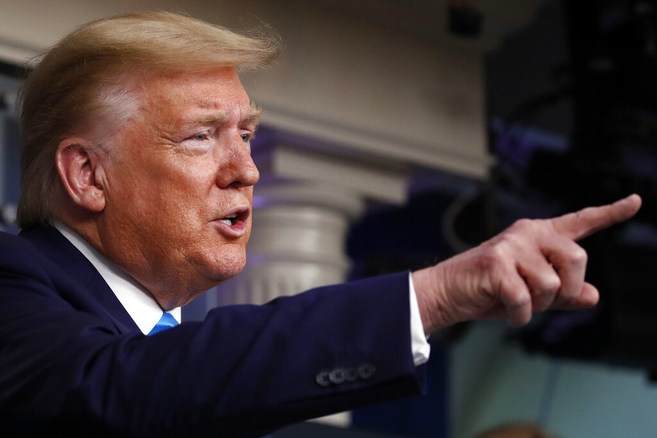 El presidente de Estados Unidos, Donald Trump, en la conferencia de la Casa Blanca. (AP)