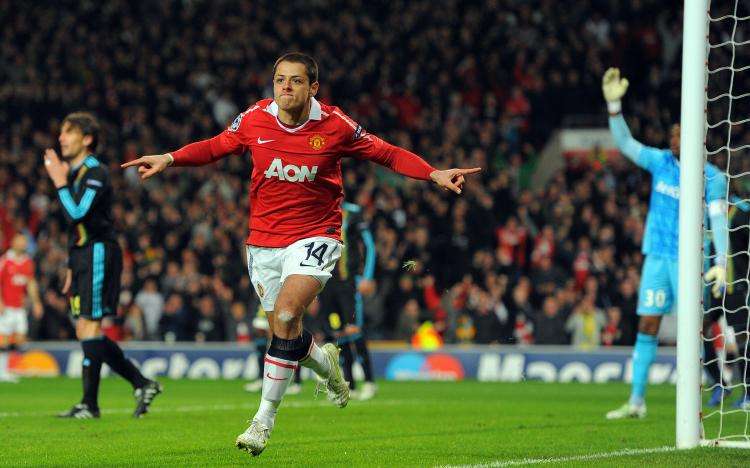 Javier Hernández en su paso con el Manchester United (AFP)