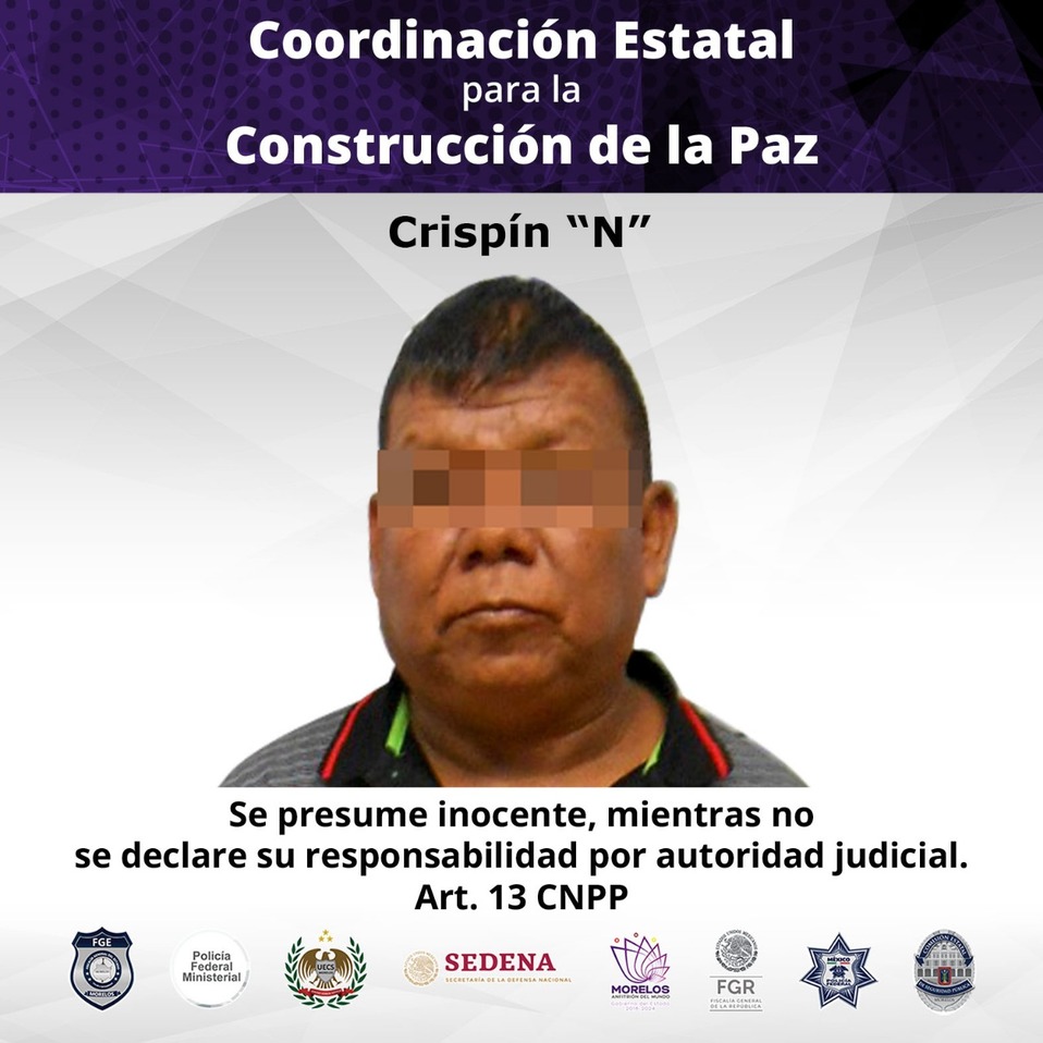 Crispín 'N' fue detenido junto con tres hombres. (David Monroy)