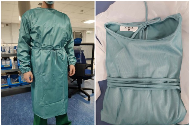 Las batas sanitarias fabricadas por Zara se distinguen de otras por su tela especial. (Twitter)