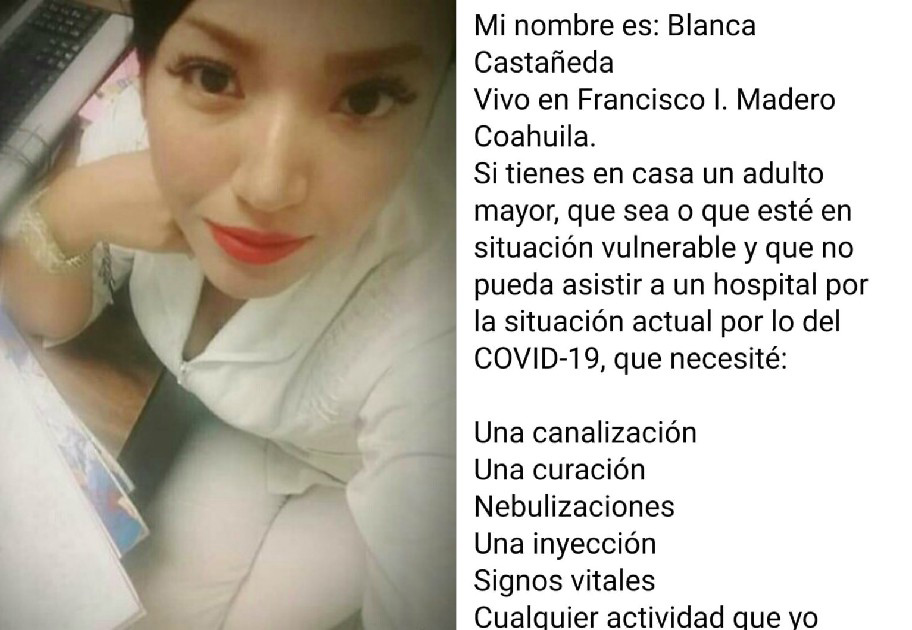 Enfermera ofrece servicios gratuitos por contingencia. (Especial)