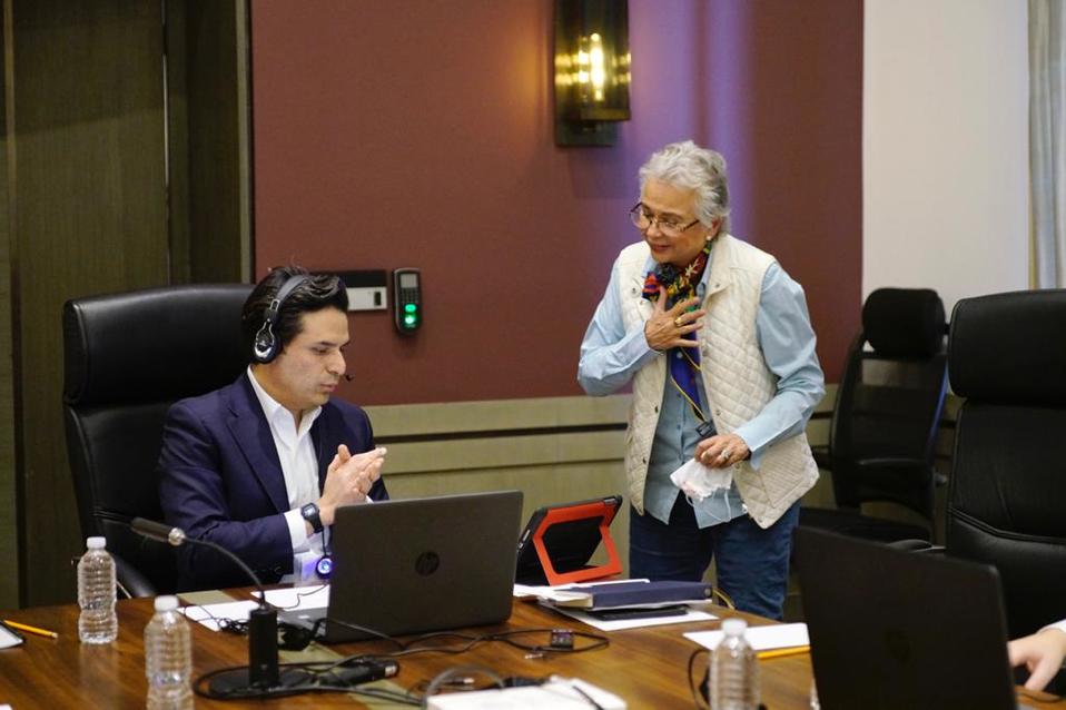 Olga Sánchez Cordero dialogó con Zoé Robledo y 9 gobernadores. (Especial)