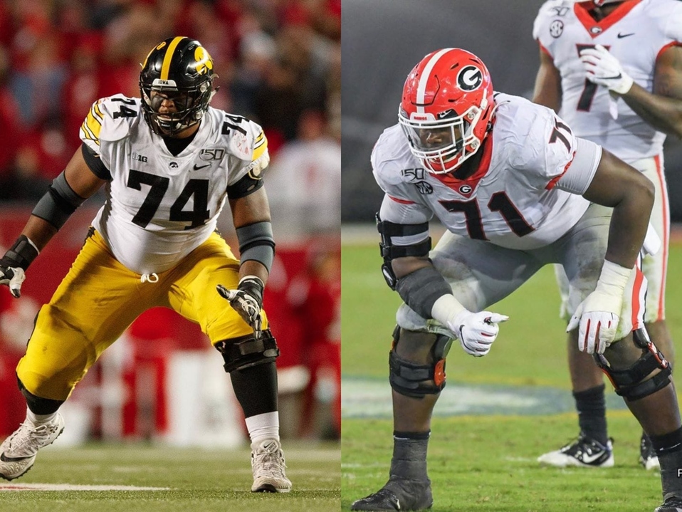 Tristan Wirfs y Andrew Thomas, forman parte de la lista como los colegiales más prometedores (Instagram: @tristan_wirfs74/@nolovedrew)