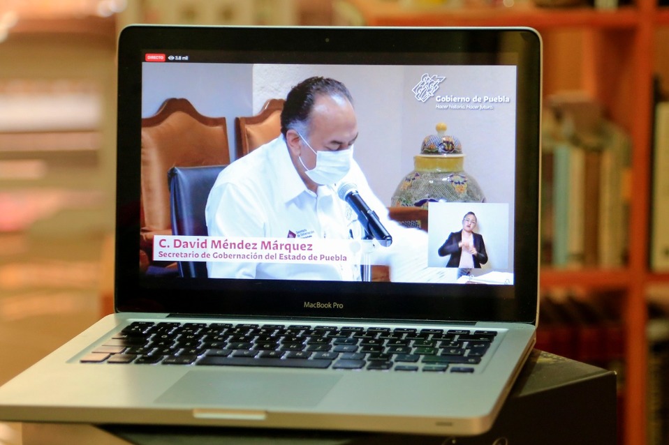 David Méndez Marquez, titular de la Secretaría de Gobernación, señaló en conferencia virtual que otro poblano murió en EU por  covid-19. (Andrés Lobat