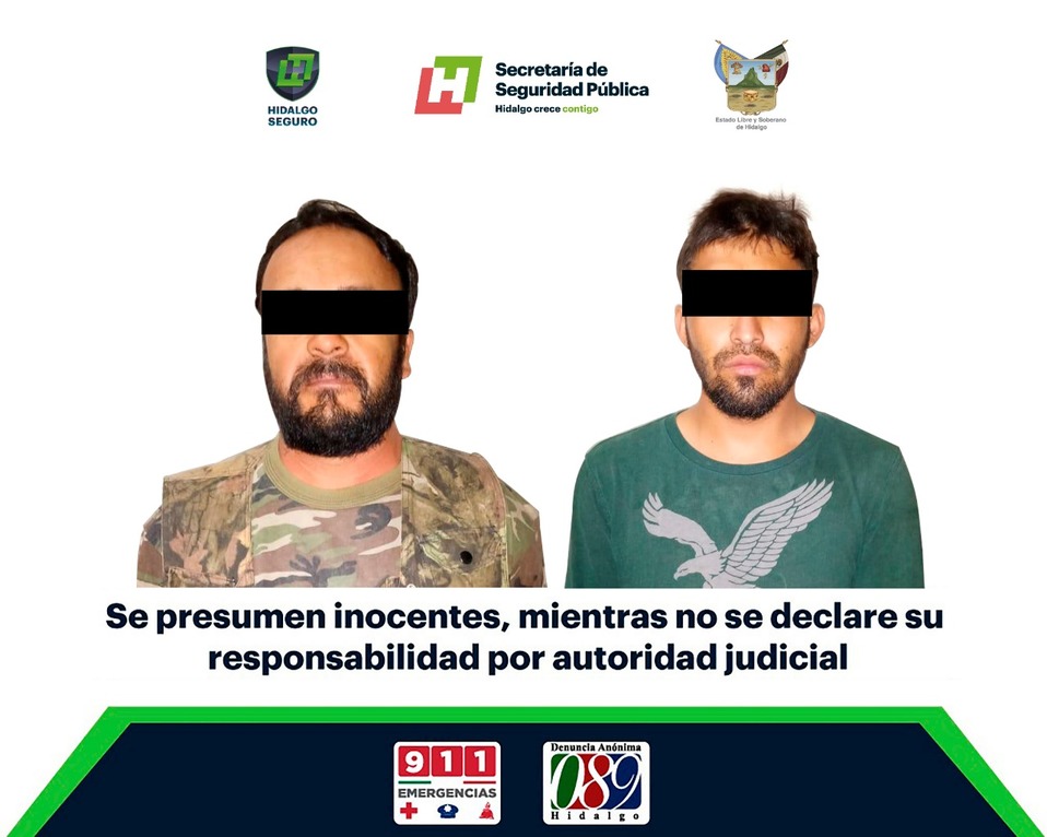Hombres detenidos en la región de Huichapan. (Cortesía)
