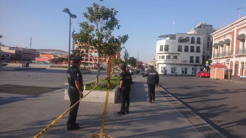 Policía municipal de Pachuca realiza recorridos en espacio públicos como parte del operativo por contingencia. (Cortesía)