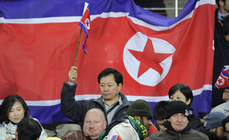 Aficionados de Corea del Norte durante el Mundial de Sudáfrica 2010 (AFP)