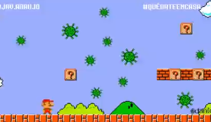 Mario enfrentándose al coronavirus (Captura).