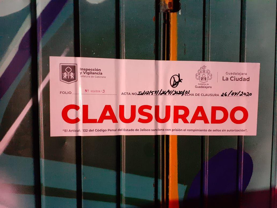 Suman 79 clausuras a negocios por incumplir medidas sanitarias en Guadalajara.