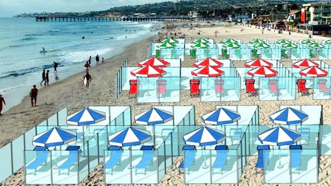 La compañía italiana propuso la creación de unas mamparas de cristal o policarbonato transparente, en forma de cubo para aislar a los turistas.(EFE)