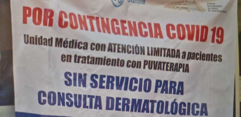 Fue el lunes 27 de abril cuando el Instituto Dermatológico dejó de dar atención y citas. (Especial)