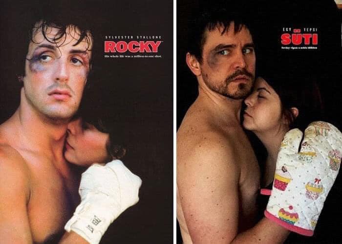 "Rocky" es una de las películas que esta pareja ha recreado con utensilios caseros (Facebook).