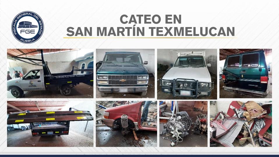 Catean inmuebles en Texmelucan, aseguran vehículos y autopartes, (Especial)