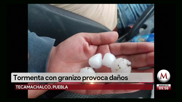 Tormenta con granizo provoca daños en Puebla