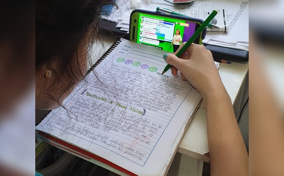 Los alumnos tienen que tomar sus clases en línea. Foto: Eduardo Mendieta