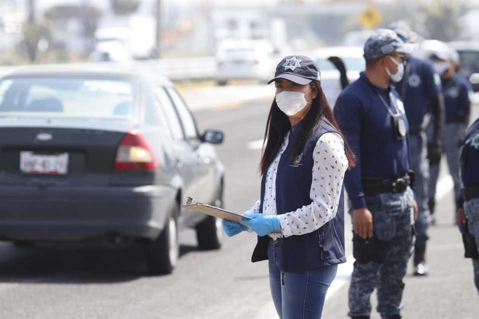 La Secretaría de Seguridad de Hidalgo instala filtros sanitarios en carreteras. (Cortesía)