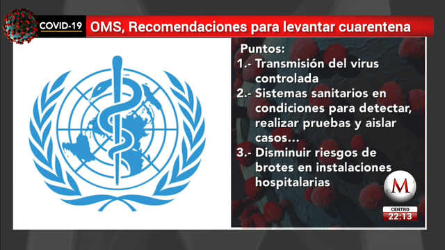 OMS pide cautela al levantar cuarentena por coronavirus