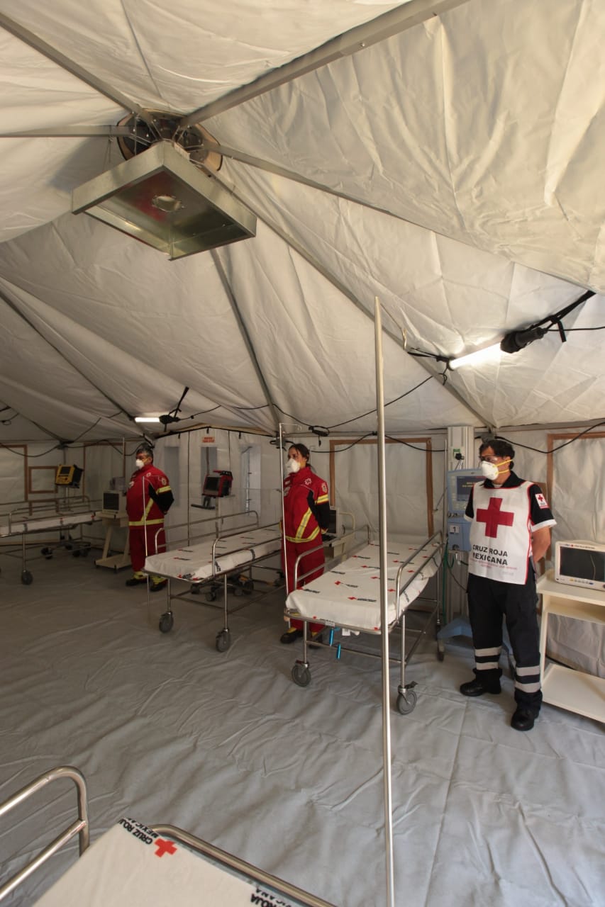 Hospital de Campo que instaló la Cruz Roja Mexicana en el INER. (Jesús Quinantar)