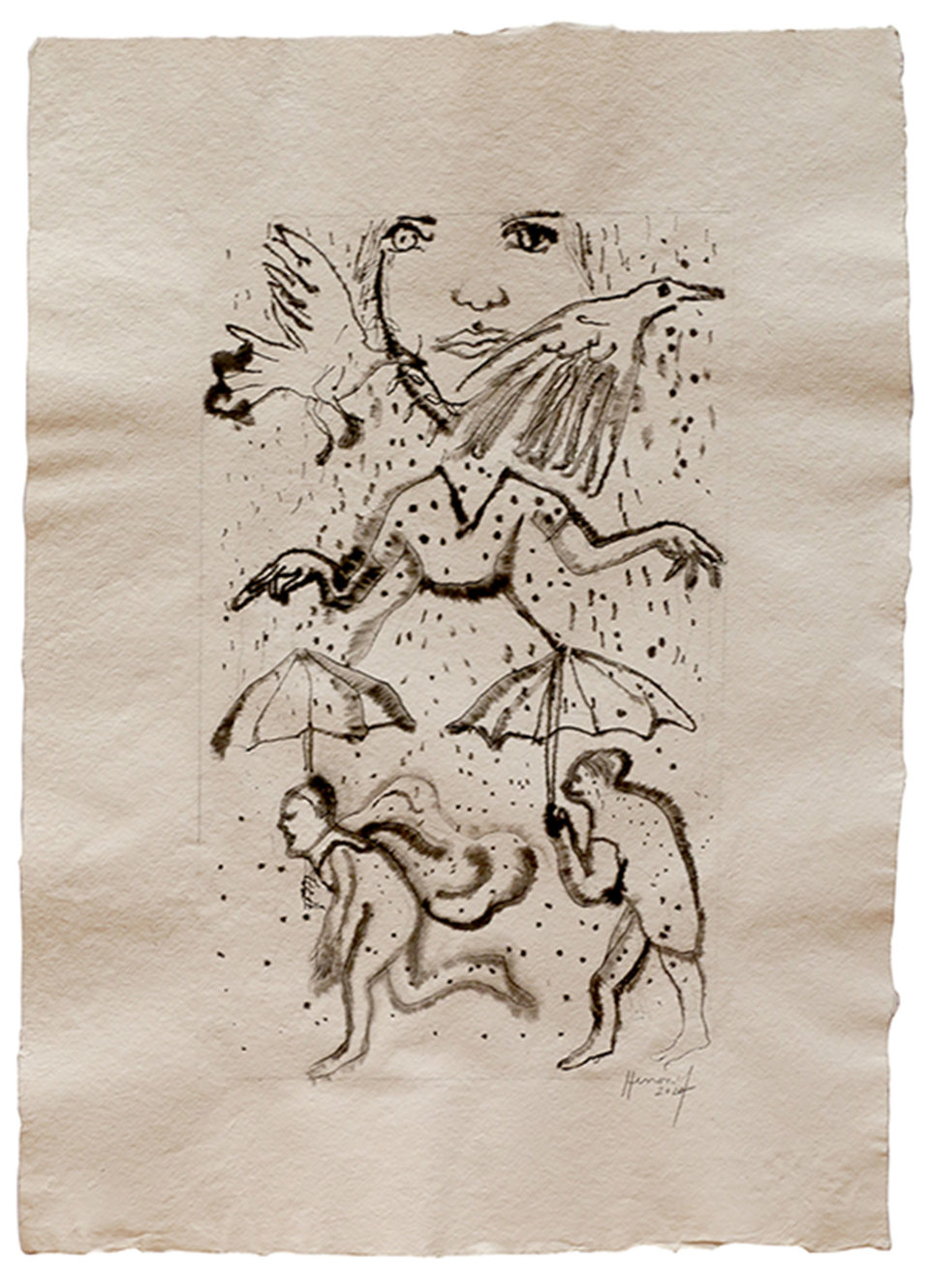 Sergio Hernández. "Esta tarde vi llover", tinta sobre papel, 2020.