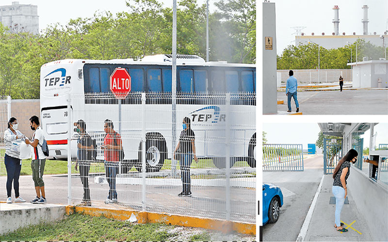 Empleados de las empresas en Yucatán llegan a sus lugares de trabajo. (Jorge Carballo)