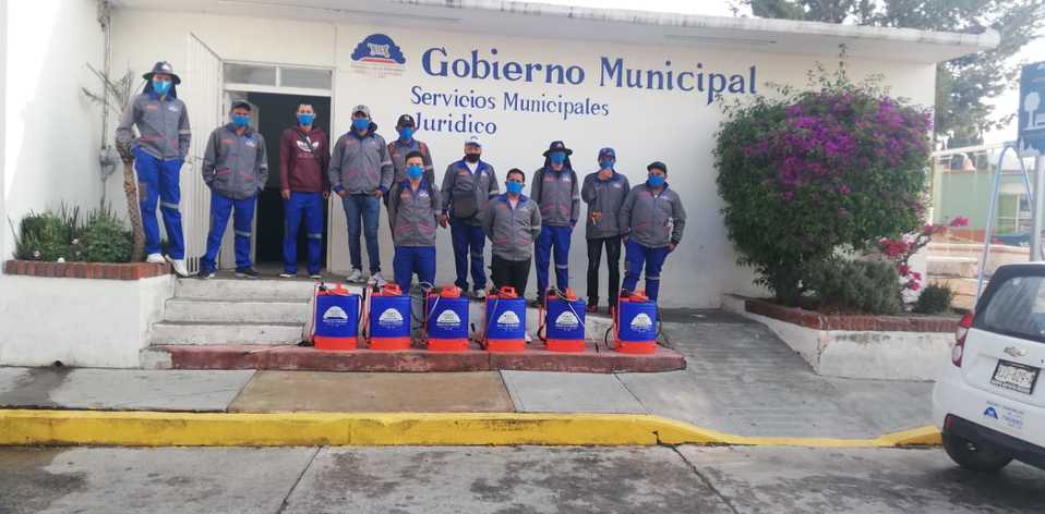 Sanitización en Mineral de la Reforma. (Cortesía)