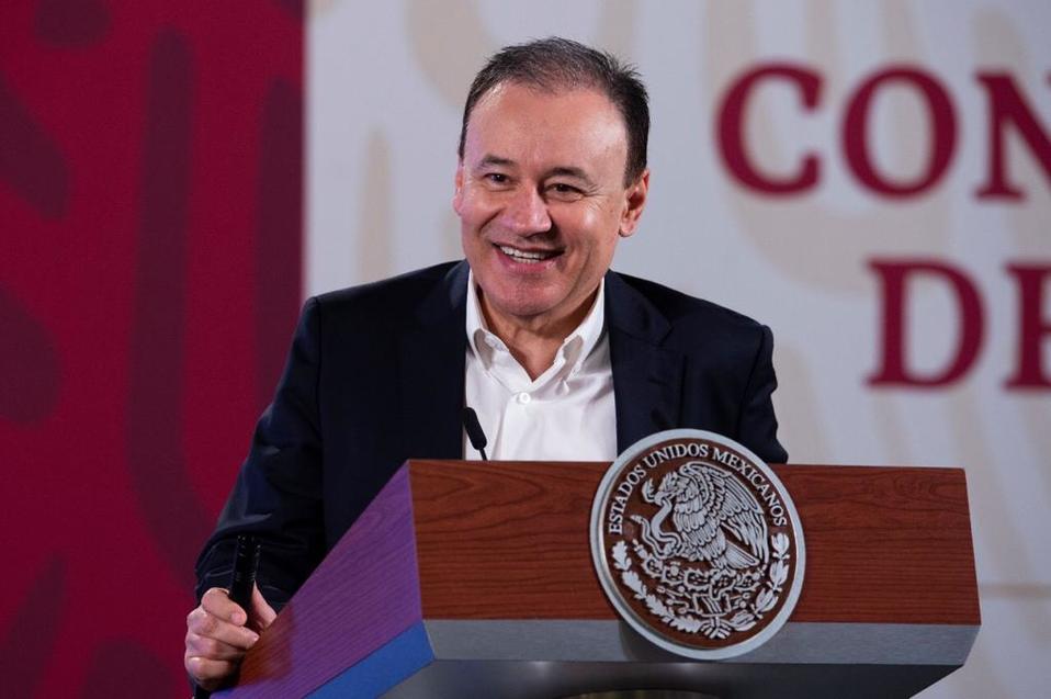 Alfonso Durazo, secretario de Seguridad, en conferencia. (Cortesía)