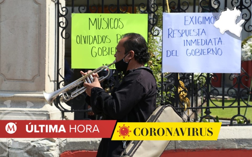 Músicos se manifiestan por falta de trabajo ante la contingencia sanitaria por covid-19. (Jorge Sánchez)