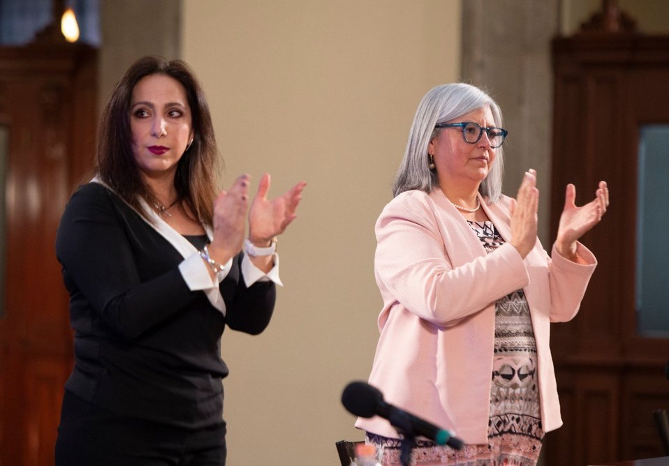Gabriela López, directora de Incorporación y Recaudación del IMSS y Graciela Márquez, secretaria de Economía. (@SE_mx)