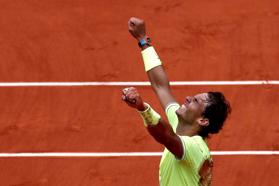 Rafael Nadal en festejo durante el Roland Garros 2019 (Reuters)