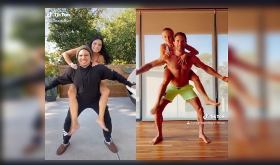 Aislinn y Vadhir Derbez fallan al hacer el Koala Challenge en TikTok (Captura).