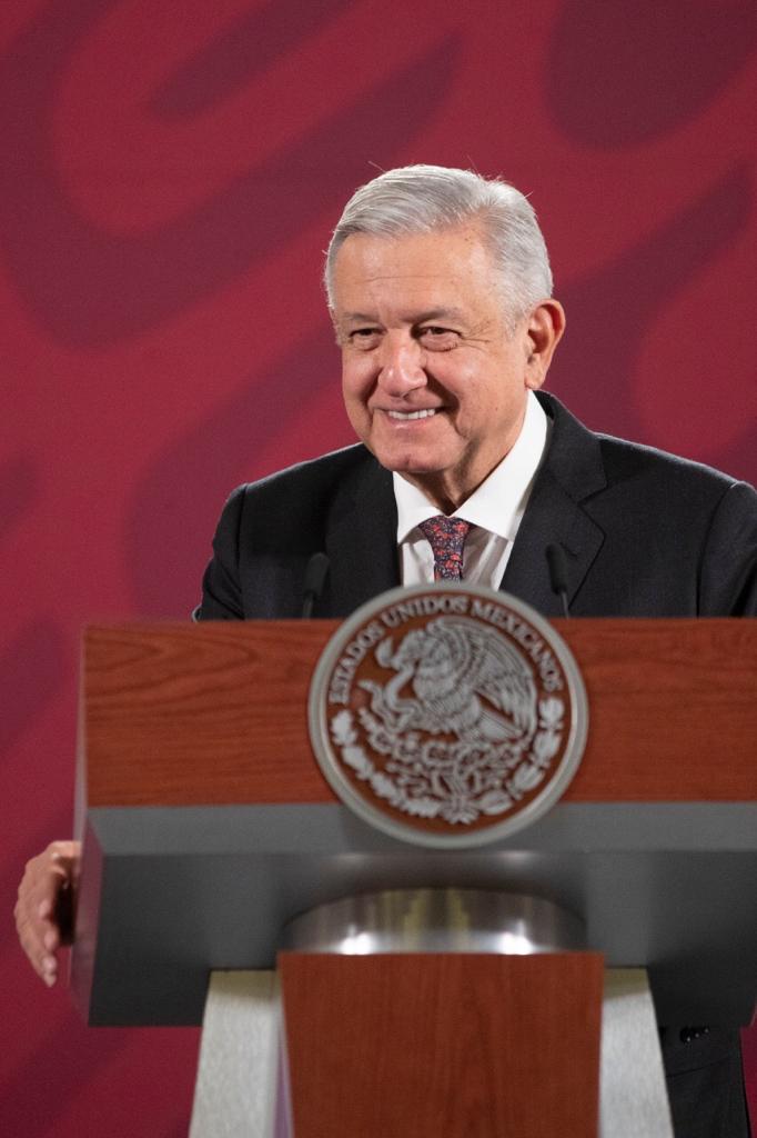 El presidente López Obrador en su conferencia de prensa de hoy. (Cortesía)