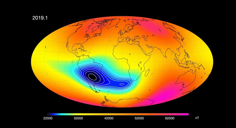 Anomalía del Atlántico Sur (Agencia Espacial Europea).