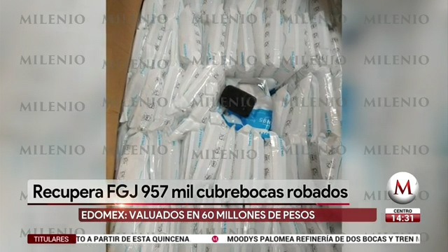 Recuperan cubrebocas N95 robados en el Edomex