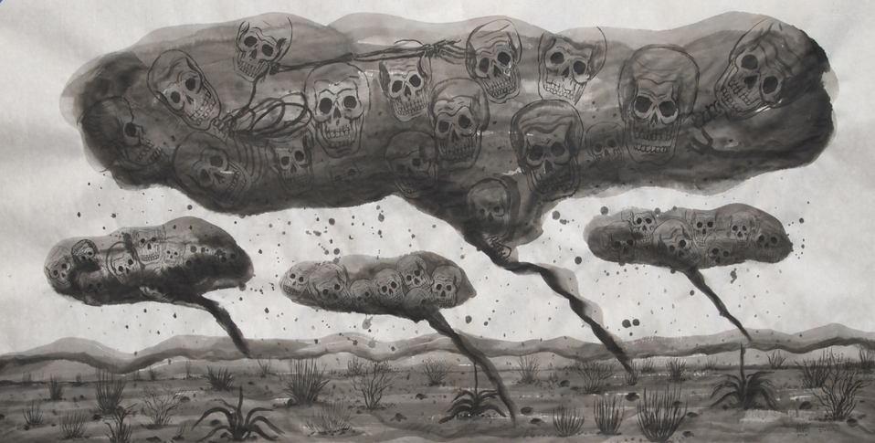 Uno de los dibujos de Gustavo Monroy, realizados con la técnica Sumi-e. (Cortesía del artista)