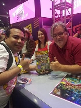 Alex Ortega con Matt Groening, creador de los Simpson