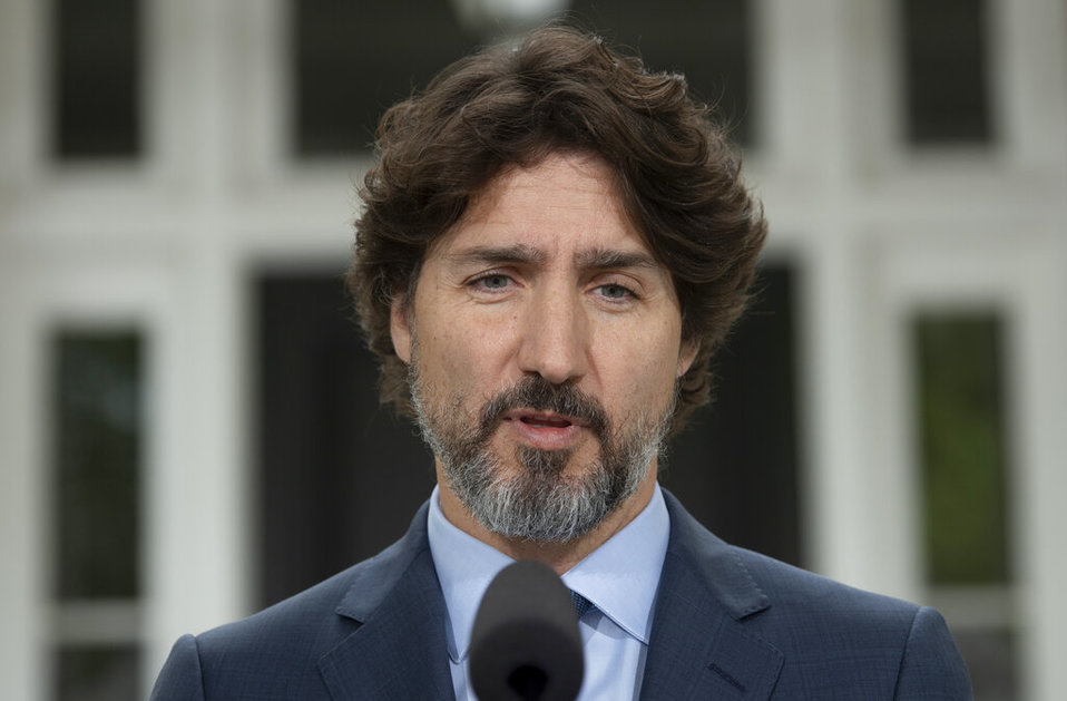 El primer ministro de Canadá, Justin Trudeau, en conferencia de prensa este 2 de junio. (AP)