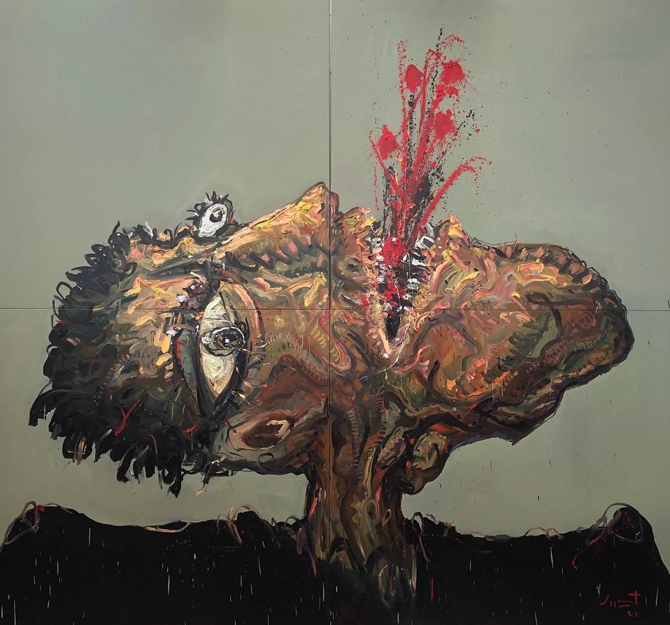 El grito de La Pintura. Óleo sobre tela, 380 x 400 cm, 2020.