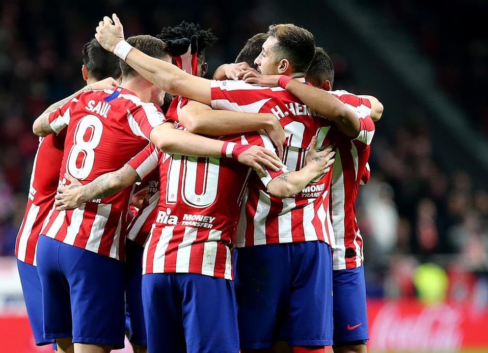 Jugadores del Atlético de Madrid, donde milita el mexicano Héctor Herrera (Twitter @HHerreramex)
